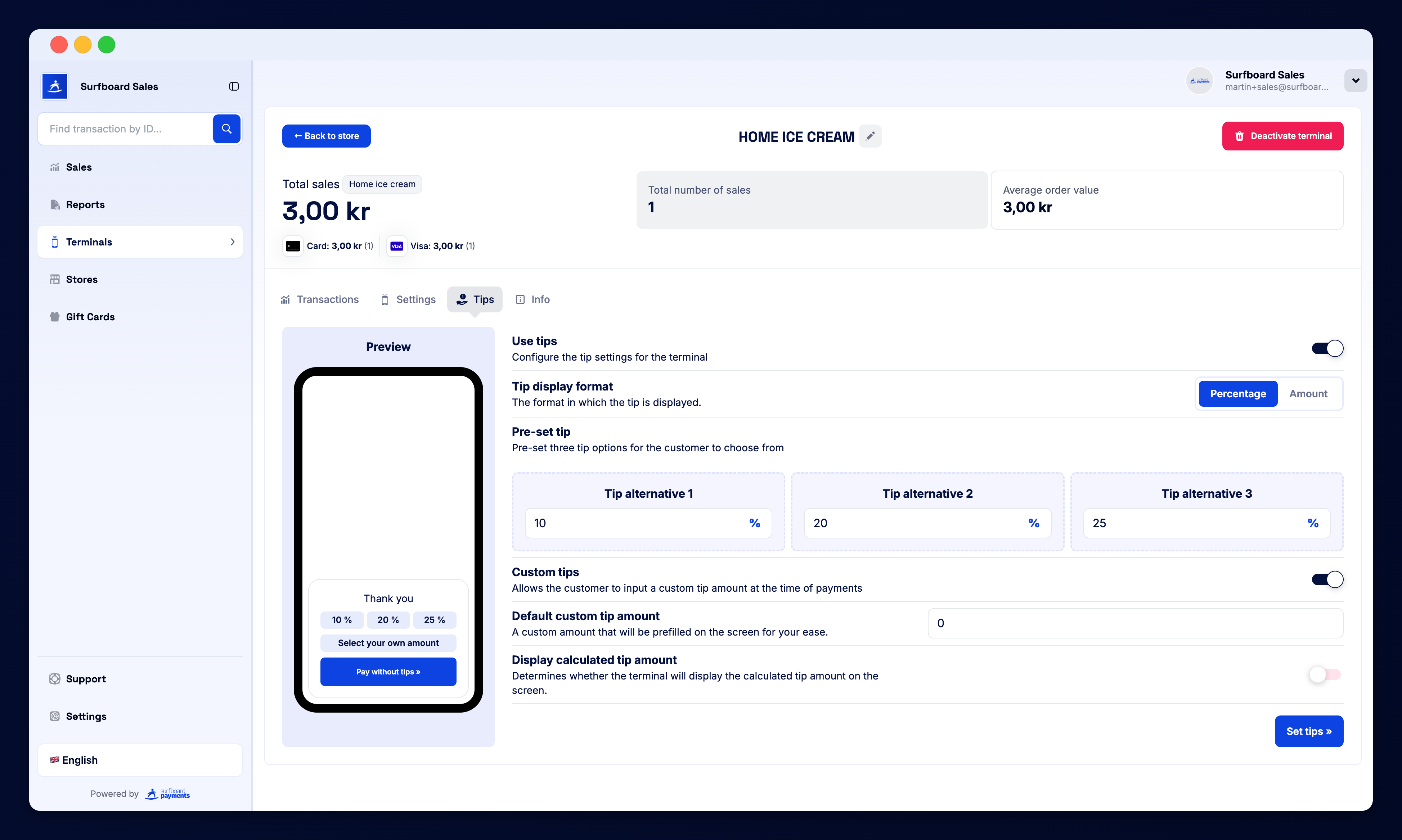 Surfboard Sales Dashboard