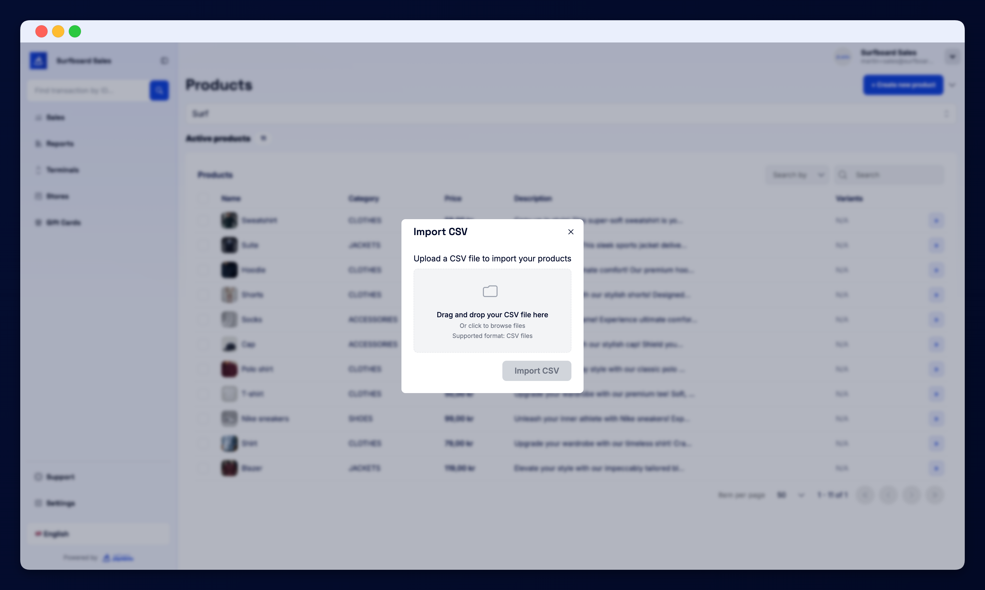 Surfboard Sales Dashboard