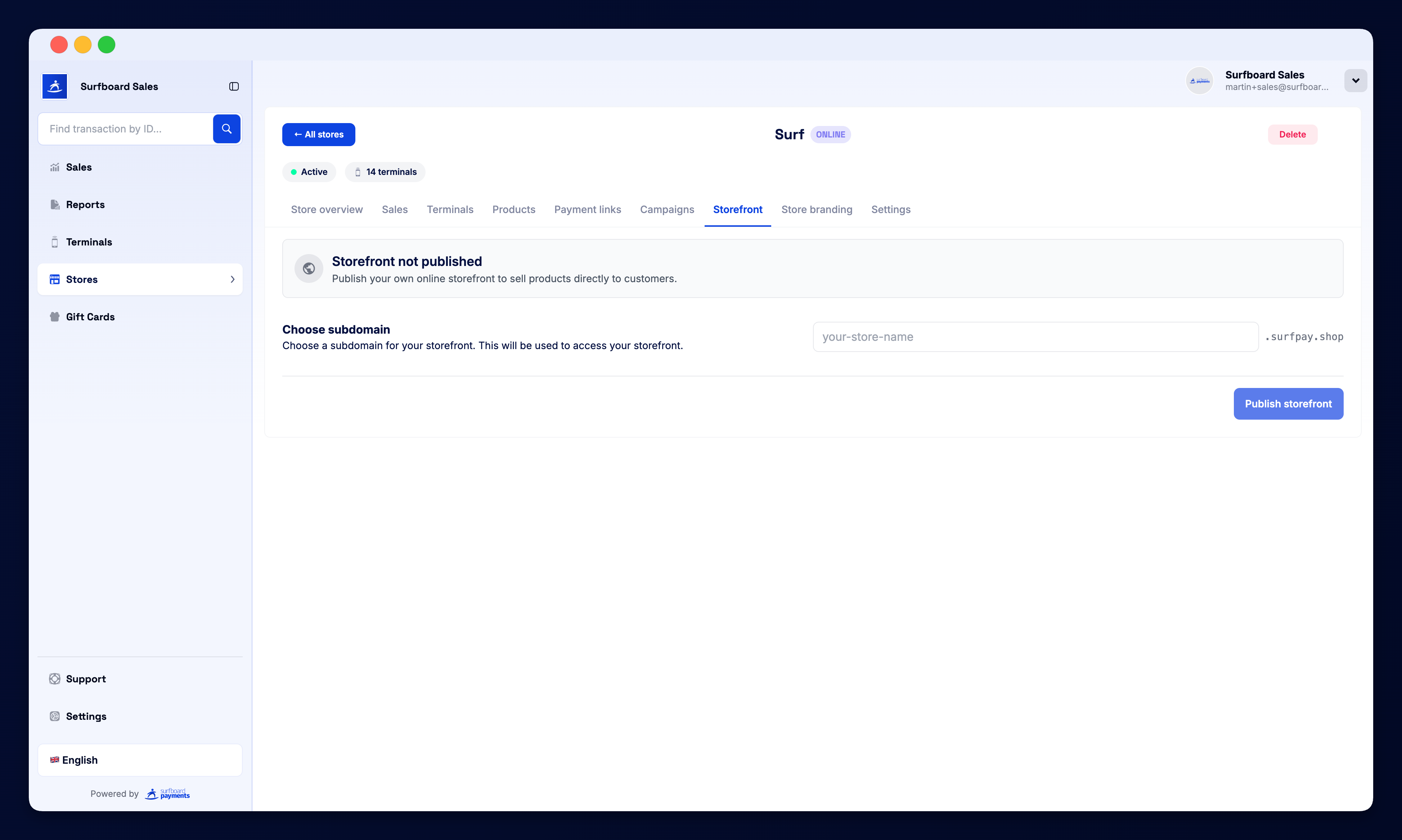 Surfboard Sales Dashboard